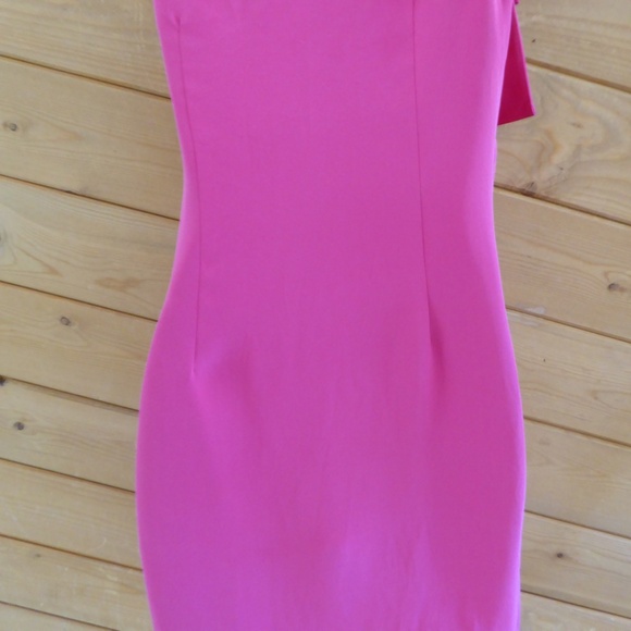 JAYGODFREY Hot Pink 100% Silk One Shoulder Party Cocktail Sleeveless Tank Dress - Picture 8 of 11